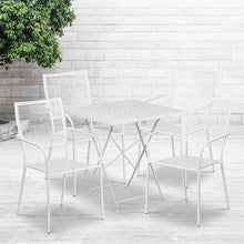 Load image into Gallery viewer, 28" White Indoor-Outdoor Steel Folding Patio Table Set with 4 Back Chairs