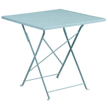 Load image into Gallery viewer, 28" Sky Blue Indoor-Steel Folding Patio Table Set with 2 Round Back Chairs