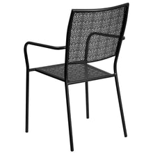 Load image into Gallery viewer, Commercial Grade Black Indoor-Outdoor Steel Patio Arm Chair with Square Back