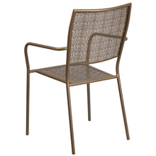 Load image into Gallery viewer, Commercial Grade Gold Indoor-Outdoor Steel Patio Arm Chair with Square Back
