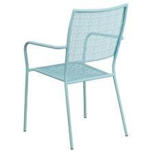 Load image into Gallery viewer, Sky Blue Indoor-Outdoor Steel Patio Arm Chair with Square Back