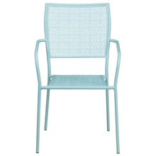 Load image into Gallery viewer, Sky Blue Indoor-Outdoor Steel Patio Arm Chair with Square Back