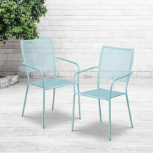 Load image into Gallery viewer, Sky Blue Indoor-Outdoor Steel Patio Arm Chair with Square Back