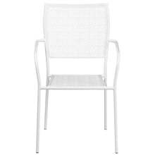 Load image into Gallery viewer, Commercial Grade White Indoor-Outdoor Steel Patio Arm Chair with Square Back