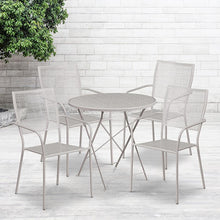 Load image into Gallery viewer, 30" Round Light Gray Indoor-Steel Folding Patio Table Set with 4 Back Chairs