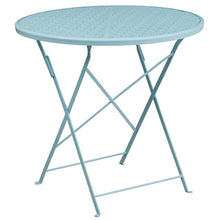 Load image into Gallery viewer, 30" Round Sky Blue Indoor-Steel Folding Patio Table Set with 4 Round Back Chairs