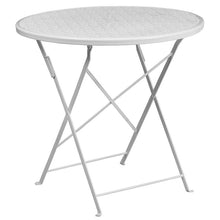 Load image into Gallery viewer, 30" Round White Indoor-Steel Folding Patio Table Set with 4 Round Back Chairs