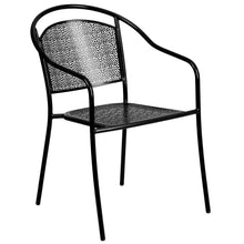 Load image into Gallery viewer, 35.25" Round Black Indoor-Outdoor Steel Patio Table Set with 4 Round Back Chairs