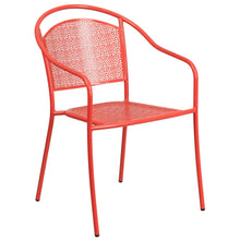 Load image into Gallery viewer, 35.25" Round Coral Indoor-Outdoor Steel Patio Table Set with 4 Round Back Chairs