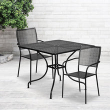Load image into Gallery viewer, 35.5" Black Indoor-Outdoor Steel Patio Table Set with 2 Back Chairs