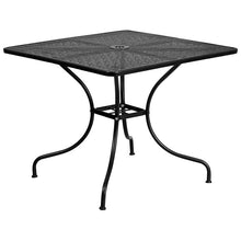Load image into Gallery viewer, 35.5" Black Indoor-Outdoor Steel Patio Table Set with 4 Back Chairs