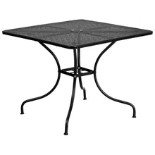 Load image into Gallery viewer, 35.5" Square Black Indoor-Outdoor Steel Patio Table Set with 4 Round Back Chairs
