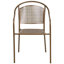 Load image into Gallery viewer, Commercial Grade Gold Indoor-Outdoor Steel Patio Arm Chair with Round Back