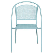 Load image into Gallery viewer, Sky Blue Indoor-Outdoor Steel Patio Arm Chair with Round Back