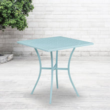 Load image into Gallery viewer, Commercial Grade 28" Square Sky Blue Indoor-Outdoor Steel Patio Table