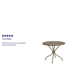 Load image into Gallery viewer, 35.25" Round Gold Indoor-Outdoor Steel Patio Table with Umbrella Hole