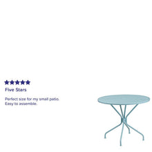 Load image into Gallery viewer, 35.25" Round Sky Blue Indoor-Outdoor Steel Patio Table with Umbrella Hole