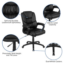 Load image into Gallery viewer, Flash Fundamentals 400 lb. Rated Black Swivel Office Chair with Padded Arms