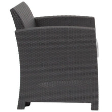 Load image into Gallery viewer, Dark Gray Faux Rattan Chair with All-Weather Seneca Light Gray Cushion