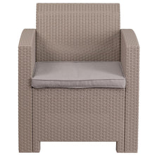 Load image into Gallery viewer, Light Gray Faux Rattan Chair with All-Weather Seneca Light Gray Cushion