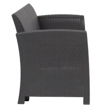 Load image into Gallery viewer, Dark Gray Faux Rattan Loveseat with All-Weather Seneca Light Gray Cushions