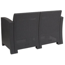 Load image into Gallery viewer, Dark Gray Faux Rattan Loveseat with All-Weather Seneca Light Gray Cushions
