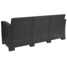 Load image into Gallery viewer, Dark Gray Faux Rattan Sofa with All-Weather Seneca Light Gray Cushions