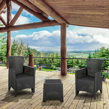 Load image into Gallery viewer, Dark Gray Faux Rattan Plastic Chair Set with Matching Side Table