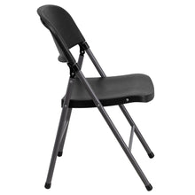 Load image into Gallery viewer, HERCULES Series 330 lb. Capacity Black Plastic Folding Chair with Charcoal Frame
