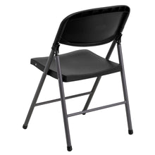 Load image into Gallery viewer, HERCULES Series 330 lb. Capacity Black Plastic Folding Chair with Charcoal Frame