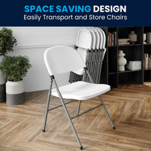 Load image into Gallery viewer, HERCULES Series 330 lb. Capacity White Plastic Folding Chair with Gray Frame