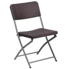 Load image into Gallery viewer, HERCULES Series Brown Rattan Plastic Folding Chair with Gray Frame