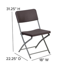 Load image into Gallery viewer, HERCULES Series Brown Rattan Plastic Folding Chair with Gray Frame