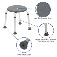 Load image into Gallery viewer, 300 Lb. Capacity, Adjustable Gray Bath, Shower Stool
