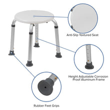 Load image into Gallery viewer, 300 Lb. Capacity, Adjustable White Bath, Shower Stool