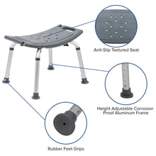 Load image into Gallery viewer, 300 Lb. Capacity, Adjustable Gray Bath, Shower Chair with Non-slip Feet