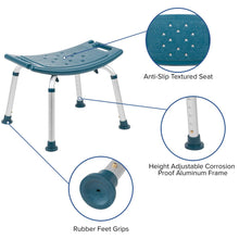 Load image into Gallery viewer, 300 Lb. Capacity, Adjustable Navy Bath, Shower Chair with Non-slip Feet