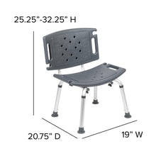 Load image into Gallery viewer, 300 Lb. Capacity, Adjustable Gray Bath, Shower Chair with Extra Large Back