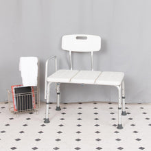 Load image into Gallery viewer, 300 Lb. Capacity Adjustable White Bath & Shower Transfer Bench and Side Arm