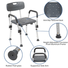 Load image into Gallery viewer, 300 Lb. Capacity, Adjustable Gray Bath & Shower Chair with Depth Adjustable Back