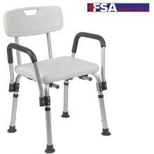 Load image into Gallery viewer, 300 Lb. Capacity, Adjustable White Bath, Shower Chair with Depth Adjustable Back