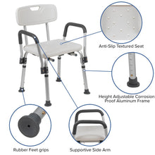 Load image into Gallery viewer, 300 Lb. Capacity, Adjustable White Bath, Shower Chair with Depth Adjustable Back