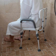 Load image into Gallery viewer, 300 Lb. Capacity Adjustable Gray Bath, Shower Chair with Quick Release Back