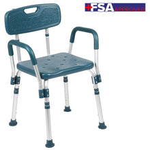 Load image into Gallery viewer, 300 Lb. Capacity Adjustable Navy Bath, Shower Chair with Quick Release Back