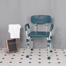 Load image into Gallery viewer, 300 Lb. Capacity Adjustable Navy Bath, Shower Chair with Quick Release Back