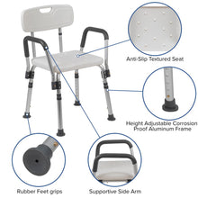 Load image into Gallery viewer, 300 Lb. Capacity Adjustable White Bath, Shower Chair with Quick Release Back