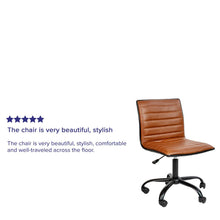 Load image into Gallery viewer, Low Back Armless Brown Ribbed Swivel Task Office Chair with Black Frame and Base