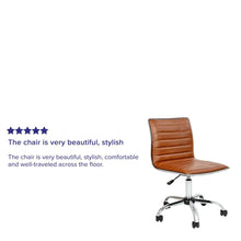 Load image into Gallery viewer, Low Back Designer Armless Brown Ribbed Swivel Task Office Chair