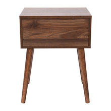 Load image into Gallery viewer, Mid-Century One Drawer Wood Nightstand, Dark Walnut
