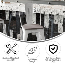 Load image into Gallery viewer, 24" High White Metal Indoor-Counter Height Stool with Gray Poly Resin Wood Seat